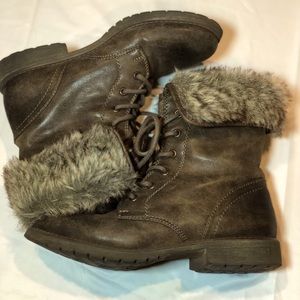 Faux Fur combat boots